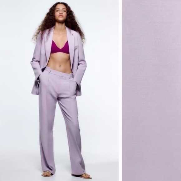 Zara Pants - ZARA Lilac Wide Leg High Waist Trousers Women’s Sz S Tailored Dress Pants